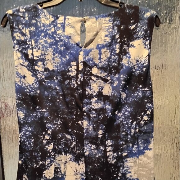 Calvin Klein: Blue/Black/White/Gray Sleeveless Blouse - Picture 3 of 3